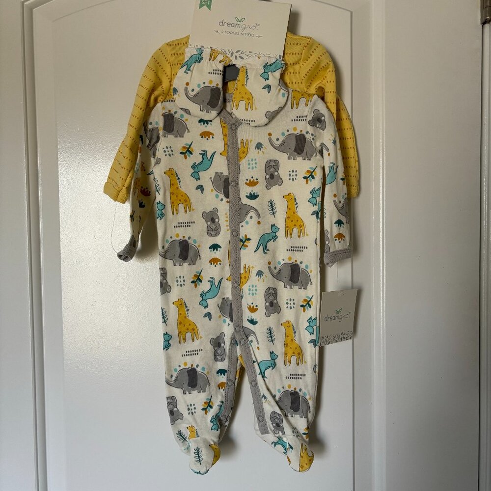 Dreamgro 3 pc Footie Sleeper Set with Mittens 0-3 Months ** NWT **